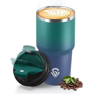 HoneyHolly Thermobecher 600 ml, Wiederverwendbar, Edelstahl Kaffeebecher-to-go Thermo, Auslaufsicher, Doppelwandiger Trinkbecher, Isolierbecher, Travel Mug für Heißen Kaffee, Tee und Kalte Getränke HoneyHolly Thermobecher 600 ml, Wiederverwendbar, Edelstahl Kaffeebecher-to-go Thermo, Auslaufsicher, Doppelwandiger Trinkbecher, Isolierbecher, Travel Mug für Heißen Kaffee, Tee und Kalte Getränke