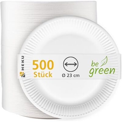 Heku Biologisch abbaubare Papierplatten - 23cm, 500 Stk, Weiß Heku Biologisch abbaubare Papierplatten - 23cm, 500 Stk, Weiß