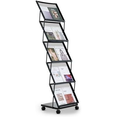 VEVOR faltbarer Prospektständer Zeitschriftenständer mit 5 Taschen, rollbarer Literaturständer Kataloghalter Schrägsteller, Buchständer Bodenaufsteller für Messe, Büroshows, Ausstellung VEVOR faltbarer Prospektständer Zeitschriftenständer mit 5 Taschen, rollbarer Literaturständer Kataloghalter Schrägsteller, Buchständer Bodenaufsteller für Messe, Büroshows, Ausstellung