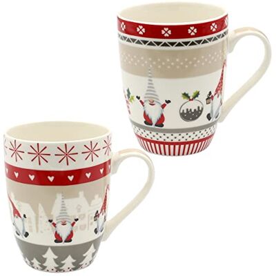 Dekohelden24 Porzellan Weihnachts-Tassen -Wichtel als 2er Set, L/B/H 8 x 12 x 10 cm, Fassungsvermögen 340 ml. Dekohelden24 Porzellan Weihnachts-Tassen -Wichtel als 2er Set, L/B/H 8 x 12 x 10 cm, Fassungsvermögen 340 ml.
