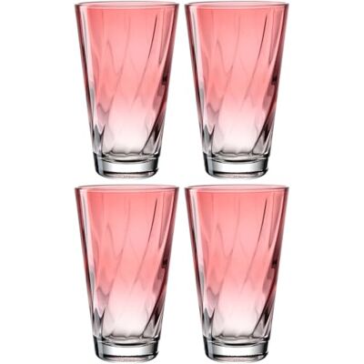 LEONARDO HOME Twist Trinkglas, 4er Set, spülmaschinenfeste Saft, hochwertige & moderne Trink, ergonomische, alltagstaugliche & geschwungene Wasser, rot, 300 ml, 046973 LEONARDO HOME Twist Trinkglas, 4er Set, spülmaschinenfeste Saft, hochwertige & moderne Trink, ergonomische, alltagstaugliche & geschwungene Wasser, rot, 300 ml, 046973