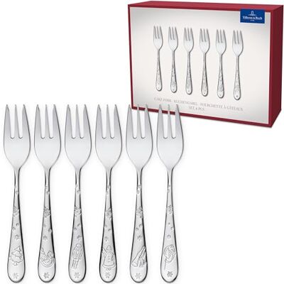 Villeroy & Boch Toy's Delight Kuchengabel Set 6-teilig Silber, Spülmaschinenfest, Weihnachten, Besteck Platin, Besteckset für 6 Personen, Dessert Gabeln, Kleine Gabeln, Edelstahl Villeroy & Boch Toy's Delight Kuchengabel Set 6-teilig Silber, Spülmaschinenfest, Weihnachten, Besteck Platin, Besteckset für 6 Personen, Dessert Gabeln, Kleine Gabeln, Edelstahl