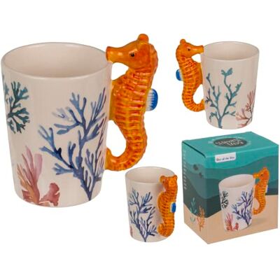 Out of the blue Becher,Seepferdchen,11 x 8,5 cm, 300 ml, aus Steingut, im Geschenkkarton Out of the blue Becher,Seepferdchen,11 x 8,5 cm, 300 ml, aus Steingut, im Geschenkkarton