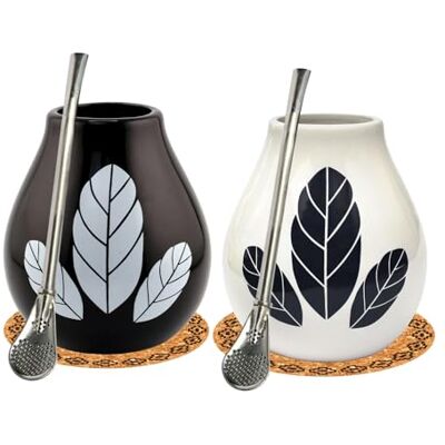 Mate Green Mate-Tee becher Set für zwei ● Keramik yerba mate tee tasse Hoja Kalebasse Becher 350ml ● Stahl Trinkhalm Bombilla mit Kühlring Edelsahl Staw ● Korkpad ● Starter kit for two necessary accessories Mate Green Mate-Tee becher Set für zwei ● Keramik yerba mate tee tasse Hoja Kalebasse Becher 350ml ● Stahl Trinkhalm Bombilla mit Kühlring Edelsahl Staw ● Korkpad ● Starter kit for two necessary accessories