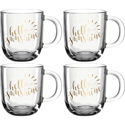 LEONARDO HOME Leonardo Emozione Geschenk Tassen 4er Set, "Hello Sunshine" Design, spülmaschinengeeignete Tee und Kaffee Becher mit goldenem Schriftzug, 400 ml, 046413 LEONARDO HOME Leonardo Emozione Geschenk Tassen 4er Set, "Hello Sunshine" Design, spülmaschinengeeignete Tee und Kaffee Becher mit goldenem Schriftzug, 400 ml, 046413