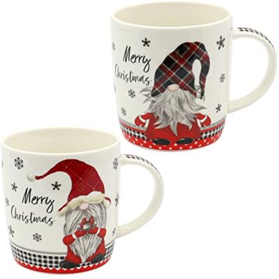 Dekohelden24 Porzellan Weihnachts-Tassen -Merry Christmas Wichtel als 2er Set, L/B/H 8 x 12 x 10 cm, Fassungsvermögen 340 ml. Dekohelden24 Porzellan Weihnachts-Tassen -Merry Christmas Wichtel als 2er Set, L/B/H 8 x 12 x 10 cm, Fassungsvermögen 340 ml.