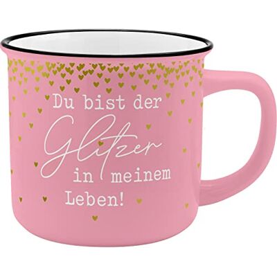 GRUSS & CO Becher Motiv "Glitzer" New Bone China Porzellan, Emaille-Optik, 35 cl Geschenk, Tasse lustig 47897 GRUSS & CO Becher Motiv "Glitzer" New Bone China Porzellan, Emaille-Optik, 35 cl Geschenk, Tasse lustig 47897
