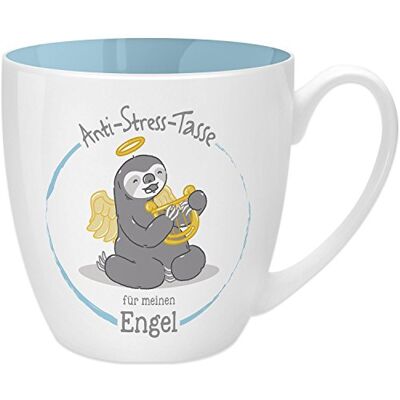 GRUSS & CO Anti-Stress-Tasse Motiv "Engel" Tasse mit Spruch, 45 cl, New Bone China Geschenk Danke 45515, Hellblau GRUSS & CO Anti-Stress-Tasse Motiv "Engel" Tasse mit Spruch, 45 cl, New Bone China Geschenk Danke 45515, Hellblau