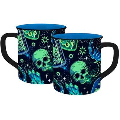 Gedalabels Tasse Skull Witchcraft Emaille-Optik 400ml Totenkopf Halloween Keramik Kaffee Tee Kakao Kaffeebecher mysthisch magisch neon grün Gedalabels Tasse Skull Witchcraft Emaille-Optik 400ml Totenkopf Halloween Keramik Kaffee Tee Kakao Kaffeebecher mysthisch magisch neon grün