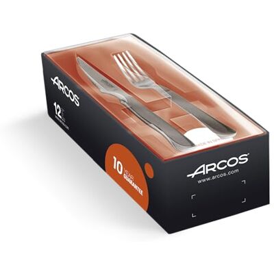 Arcos Table Messer Steakmesser Set 12 Stück (6 Messer + 6 Gabel) Monoblock aus einem Stück Edelstahl Farbe Silber Arcos Table Messer Steakmesser Set 12 Stück (6 Messer + 6 Gabel) Monoblock aus einem Stück Edelstahl Farbe Silber