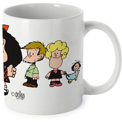 Grafoplás Tasse mit einfachem Griff, Mafalda Amigos, Keramik, Fassungsvermögen 330 ml, 9,5 x 8 cm, perfekt für Ihre Getränke, ideal als Geschenk Grafoplás Tasse mit einfachem Griff, Mafalda Amigos, Keramik, Fassungsvermögen 330 ml, 9,5 x 8 cm, perfekt für Ihre Getränke, ideal als Geschenk