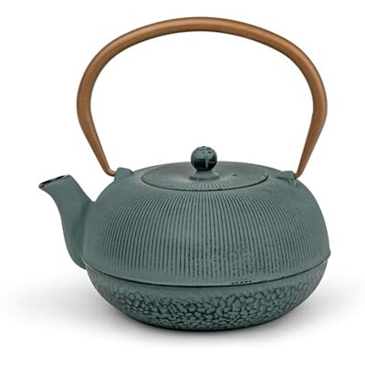 Bredemeijer Kleine Guss-Teekanne Induktion 1.0 Liter blaue asiatische Gusskanne mit Henkel & Edelstahl-Tee-Filter Sieb-Einsatz optimal für lose Teesorten Bredemeijer Kleine Guss-Teekanne Induktion 1.0 Liter blaue asiatische Gusskanne mit Henkel & Edelstahl-Tee-Filter Sieb-Einsatz optimal für lose Teesorten