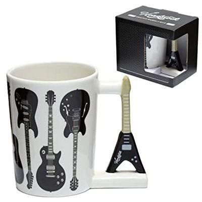 Puckator Keramik-Kaffeetasse in Gitarrenform, lebensmittelecht, dekorative Geschenk-Box, Zuhause, Küche, Büro, Tee, Kaffee, heiße Schokolade Puckator Keramik-Kaffeetasse in Gitarrenform, lebensmittelecht, dekorative Geschenk-Box, Zuhause, Küche, Büro, Tee, Kaffee, heiße Schokolade