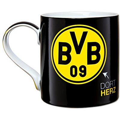 Dortmund BVB Borussia Tasse, dort Herz, dort Mund, schwarz, 0,3 Liter Dortmund BVB Borussia Tasse, dort Herz, dort Mund, schwarz, 0,3 Liter