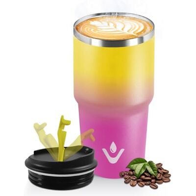 HoneyHolly Thermobecher 600 ml, Wiederverwendbar, Edelstahl Kaffeebecher-to-go Thermo, Auslaufsicher, Doppelwandiger Trinkbecher, Isolierbecher, Travel Mug für Heißen Kaffee, Tee und Kalte Getränke HoneyHolly Thermobecher 600 ml, Wiederverwendbar, Edelstahl Kaffeebecher-to-go Thermo, Auslaufsicher, Doppelwandiger Trinkbecher, Isolierbecher, Travel Mug für Heißen Kaffee, Tee und Kalte Getränke