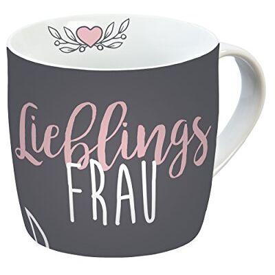 Gedalabels Tasse Lieblingsfrau 300ml Porzellan, 12745, Porzellantasse, Porzellan, Grau/Rosa Gedalabels Tasse Lieblingsfrau 300ml Porzellan, 12745, Porzellantasse, Porzellan, Grau/Rosa