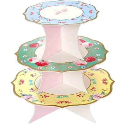Talking Tables Wiederverwendbarer Floraler 3-Etagen-Kuchenständer für Muttertag – Wendbarer Ständer für Afternoon Tea Party, Hochzeiten, Geburtstage Talking Tables Wiederverwendbarer Floraler 3-Etagen-Kuchenständer für Muttertag – Wendbarer Ständer für Afternoon Tea Party, Hochzeiten, Geburtstage