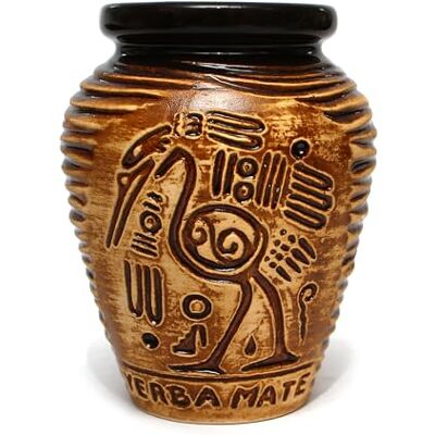 Mate Green Keramik Matebecher 300ml Honigfarbe AZTEK Yerba Mate Tasse Traditionelles Aztekisches Muster Keramik Kalebasse, Braunton Honig Mate Green Keramik Matebecher 300ml Honigfarbe AZTEK Yerba Mate Tasse Traditionelles Aztekisches Muster Keramik Kalebasse, Braunton Honig