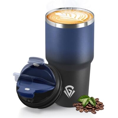 HoneyHolly Thermobecher 600 ml, Wiederverwendbar, Edelstahl Kaffeebecher-to-go Thermo, Auslaufsicher, Doppelwandiger Trinkbecher, Isolierbecher, Travel Mug für Heißen Kaffee, Tee und Kalte Getränke HoneyHolly Thermobecher 600 ml, Wiederverwendbar, Edelstahl Kaffeebecher-to-go Thermo, Auslaufsicher, Doppelwandiger Trinkbecher, Isolierbecher, Travel Mug für Heißen Kaffee, Tee und Kalte Getränke
