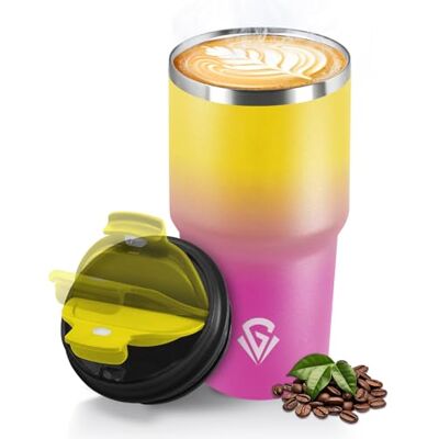 HoneyHolly Thermobecher 600 ml, Wiederverwendbar, Edelstahl Kaffeebecher-to-go Thermo, Auslaufsicher, Doppelwandiger Trinkbecher, Isolierbecher, Travel Mug für Heißen Kaffee, Tee und Kalte Getränke HoneyHolly Thermobecher 600 ml, Wiederverwendbar, Edelstahl Kaffeebecher-to-go Thermo, Auslaufsicher, Doppelwandiger Trinkbecher, Isolierbecher, Travel Mug für Heißen Kaffee, Tee und Kalte Getränke