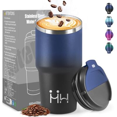 HoneyHolly Thermobecher 600 ml, Wiederverwendbar, Edelstahl Kaffeebecher-to-go Thermo, Auslaufsicher, Doppelwandiger Trinkbecher, Isolierbecher, Travel Mug für Heißen Kaffee, Tee und Kalte Getränke HoneyHolly Thermobecher 600 ml, Wiederverwendbar, Edelstahl Kaffeebecher-to-go Thermo, Auslaufsicher, Doppelwandiger Trinkbecher, Isolierbecher, Travel Mug für Heißen Kaffee, Tee und Kalte Getränke