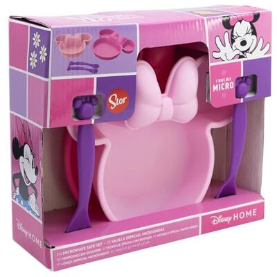 Stor Kindergeschirr Set Minnie Maus aus Kunststoff mit Teller Schüssel und Besteck Mikrowellengeeignet BPA-frei für Kinder Jungen Mädchen Stor Kindergeschirr Set Minnie Maus aus Kunststoff mit Teller Schüssel und Besteck Mikrowellengeeignet BPA-frei für Kinder Jungen Mädchen