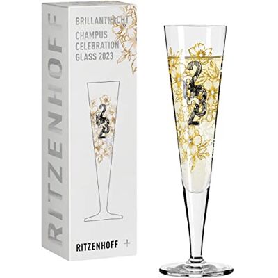 RITZENHOFF 1079013 Champagnerglas 200 ml Brillantnacht Champagner 2023 Designerstück mit Echt-Gold Made in Germany RITZENHOFF 1079013 Champagnerglas 200 ml Brillantnacht Champagner 2023 Designerstück mit Echt-Gold Made in Germany