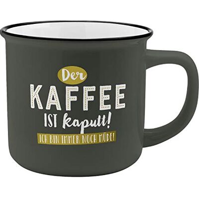 GRUSS & CO Becher Motiv "Kaffee" New Bone China Porzellan, Emaille-Optik, 35 cl Geschenk lustig 46973 GRUSS & CO Becher Motiv "Kaffee" New Bone China Porzellan, Emaille-Optik, 35 cl Geschenk lustig 46973