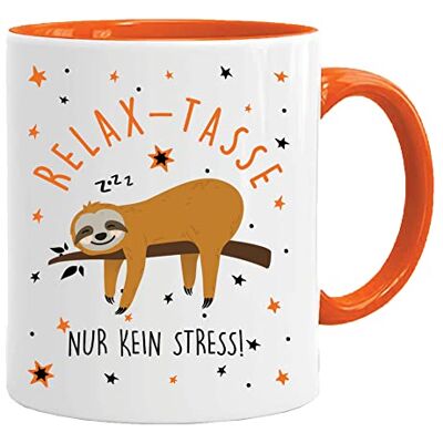 Acen Merchandise Tasse mit Spruch Relax Tasse bedruckt Faultier Kaffeetasse Teetasse Geschenkidee Geschenk (Orange) Acen Merchandise Tasse mit Spruch Relax Tasse bedruckt Faultier Kaffeetasse Teetasse Geschenkidee Geschenk (Orange)