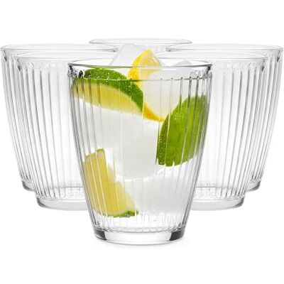 Glasmark KROSNO 1992 Trinkgläser Gläser für Wasser, Säfte und Drinks 6er Set 330 ml Transparent, geriffelt Niedrige Wassergläser für Zuhause und Gastronomie Glasmark KROSNO 1992 Trinkgläser Gläser für Wasser, Säfte und Drinks 6er Set 330 ml Transparent, geriffelt Niedrige Wassergläser für Zuhause und Gastronomie