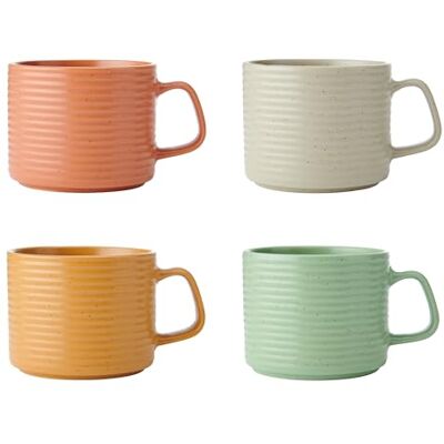 KitchenCraft Idilica Stacking Steingutbecher, Set von vier stapelbaren Kaffeetassen, mehrfarbig, 4ml Fassungsvermögen, spülmaschinen- und mikrowellenfest KitchenCraft Idilica Stacking Steingutbecher, Set von vier stapelbaren Kaffeetassen, mehrfarbig, 4ml Fassungsvermögen, spülmaschinen- und mikrowellenfest