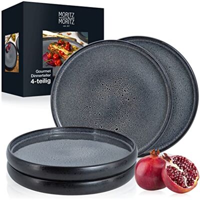 Moritz & Moritz SOLID 4x Speiseteller 26 cm Steinzeug Teller Set Geschirr Set zum Servieren Moritz & Moritz SOLID 4x Speiseteller 26 cm Steinzeug Teller Set Geschirr Set zum Servieren