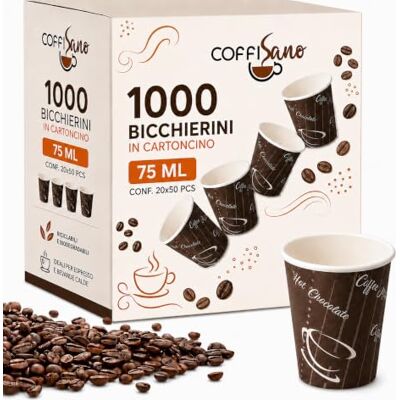 COFFISANO 1000 Stück Einweg-Kaffeebecher aus Papier für Büro Sport Bar Umweltfreundlich Kompostierbare Einwegbecher für heiße Getränke Espresso Tee Schokolade 75ml COFFISANO 1000 Stück Einweg-Kaffeebecher aus Papier für Büro Sport Bar Umweltfreundlich Kompostierbare Einwegbecher für heiße Getränke Espresso Tee Schokolade 75ml