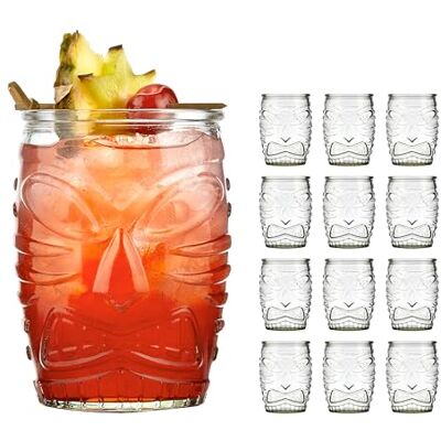 Libbey Tiki Glas-Set 12 Stück - Polynesische Kunst inspiriert Libbey Tiki Glas-Set 12 Stück - Polynesische Kunst inspiriert