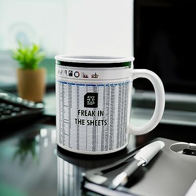 MAD Tasse Freak in the Sheets Kaffeetasse Excel für Fans der Tabellenkalkulation, Weiß, Grün MAD Tasse Freak in the Sheets Kaffeetasse Excel für Fans der Tabellenkalkulation, Weiß, Grün