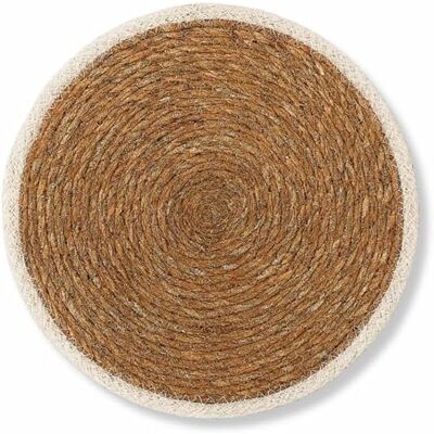 PARENCE .- Runder Seegras-Untersetzer Ø25 cm mit weißem Rand – Dekoratives Tischset für die Küche – Natürlicher hitzebeständiger Untersetzer PARENCE .- Runder Seegras-Untersetzer Ø25 cm mit weißem Rand – Dekoratives Tischset für die Küche – Natürlicher hitzebeständiger Untersetzer