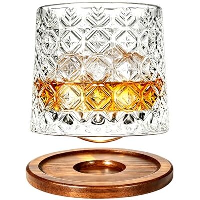 Uten Drehbare Whiskey Gläser Kristall, Wassergläser 275 ml/ 10 oz mit Bambus Untersetzer, als Cocktailbecher Kaffeetasse, Geschenk, 1 pcs, Stehaufmännchen Gläser Uten Drehbare Whiskey Gläser Kristall, Wassergläser 275 ml/ 10 oz mit Bambus Untersetzer, als Cocktailbecher Kaffeetasse, Geschenk, 1 pcs, Stehaufmännchen Gläser