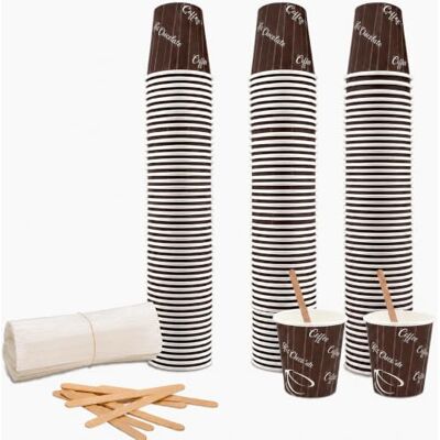 COFFISANO Set mit 150 Kaffeebechern 75 ml aus braunem Papier + 150 Holzstäbchen; Einwegbecher und Rührstäbchen, recycelbar, für Restaurants, Büro, Sport, Bar, Espresso COFFISANO Set mit 150 Kaffeebechern 75 ml aus braunem Papier + 150 Holzstäbchen; Einwegbecher und Rührstäbchen, recycelbar, für Restaurants, Büro, Sport, Bar, Espresso