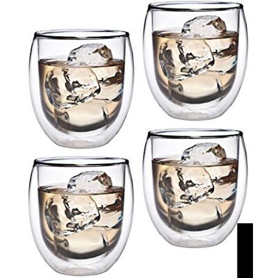 Feelino Set mit 4 Cappuccino-Tassen, Kaffeegläsern, Borosilikatglas, 400 ml, doppelwandige Gläser für Macchiato, Ice Coffee, transparente Kaffeetassen, Thermogläser aus Doppelglas Feelino Set mit 4 Cappuccino-Tassen, Kaffeegläsern, Borosilikatglas, 400 ml, doppelwandige Gläser für Macchiato, Ice Coffee, transparente Kaffeetassen, Thermogläser aus Doppelglas