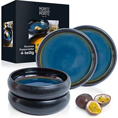 Moritz & Moritz SOLID 4x Suppenteller Steinzeug 19cm Bowl Schüssel aus Steinzeug für Suppe, Nudeln, Salat oder Müsli Moritz & Moritz SOLID 4x Suppenteller Steinzeug 19cm Bowl Schüssel aus Steinzeug für Suppe, Nudeln, Salat oder Müsli