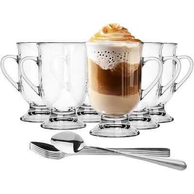 Glasmark KROSNO 1992 Gläser Set Kaffeegläser Mit Henkel Stiel Und Löffeln Latte 6 Stück 380 ml Kaffee Tee Latte Glas Teetassen Glasbecher Trinkglas Spülmaschinenfest Elton Glasmark KROSNO 1992 Gläser Set Kaffeegläser Mit Henkel Stiel Und Löffeln Latte 6 Stück 380 ml Kaffee Tee Latte Glas Teetassen Glasbecher Trinkglas Spülmaschinenfest Elton