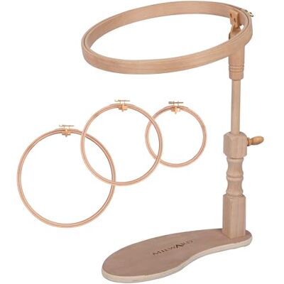 MILWARDS Freihändig verstellbarer Sitzrahmen, Schoßständer, drehbarer Kreuzstichhalter, Buchenholz, mit 3 Rahmen 6", 8", 10 MILWARDS Freihändig verstellbarer Sitzrahmen, Schoßständer, drehbarer Kreuzstichhalter, Buchenholz, mit 3 Rahmen 6", 8", 10