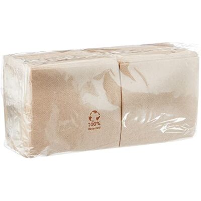 MORIGAMI SER22117138 Coktail Serviette, 20 x 20 cm, 2-lagig, 1/4-Falz, 100 Servietten, Spitze-Spitze, 100% natürliches Kraftpapier MORIGAMI SER22117138 Coktail Serviette, 20 x 20 cm, 2-lagig, 1/4-Falz, 100 Servietten, Spitze-Spitze, 100% natürliches Kraftpapier