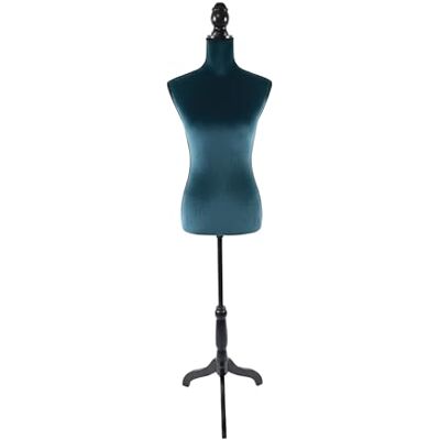 Relaxdays Schneiderpuppe, weiblich, Größe 36/38, verstellbar 130–167 cm, Samt, Holzständer, Nähpuppe, Petrol/schwarz Relaxdays Schneiderpuppe, weiblich, Größe 36/38, verstellbar 130–167 cm, Samt, Holzständer, Nähpuppe, Petrol/schwarz