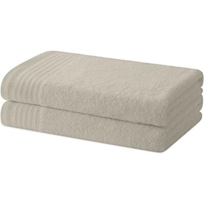 Degrees home – Set mit 2 Bade- oder Duschtüchern – Handtuch-Set – 100 % Baumwolle – 480 g/m2 – 130 x 65 cm BEIGE Degrees home – Set mit 2 Bade- oder Duschtüchern – Handtuch-Set – 100 % Baumwolle – 480 g/m2 – 130 x 65 cm BEIGE
