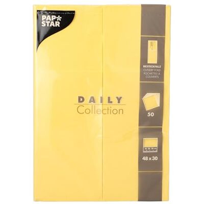 PAPSTAR 50 Bestecktaschen Servietten 'DAILY Collection' 48 cm x 30 cm gelb mit Besteckfalz PAPSTAR 50 Bestecktaschen Servietten 'DAILY Collection' 48 cm x 30 cm gelb mit Besteckfalz