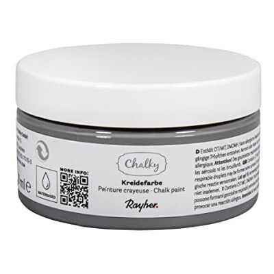 Rayher Chalky, Kreidefarbe auf Wasserbasis, dunkelgrau, Dose 100 ml, für Shabby-Chic, Vintage- und Landhaus-Stil-Looks, 35047570 Rayher Chalky, Kreidefarbe auf Wasserbasis, dunkelgrau, Dose 100 ml, für Shabby-Chic, Vintage- und Landhaus-Stil-Looks, 35047570