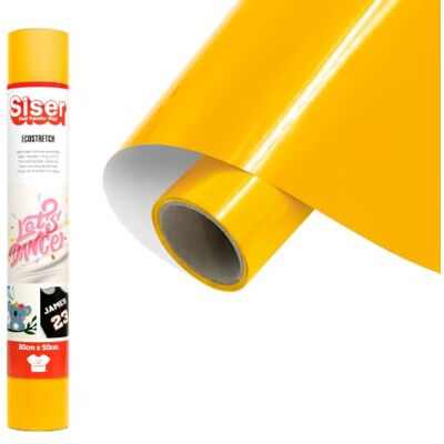 SISER EcoStretch Gelb, 30cm x 0,5m, elastisches Thermotransfer-Vinyl zur Personalisierung von Stoffen und Sportbekleidung, leicht zu schneiden SISER EcoStretch Gelb, 30cm x 0,5m, elastisches Thermotransfer-Vinyl zur Personalisierung von Stoffen und Sportbekleidung, leicht zu schneiden
