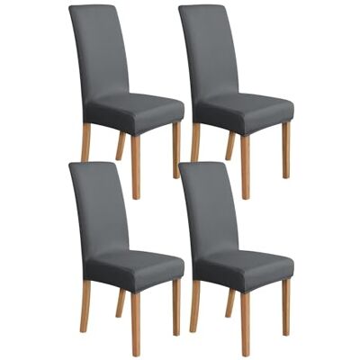 Amazon Basics Stretch-Schonbezug für Esszimmerstühle, 4 Stück, Dunkelgrau, einfarbig Amazon Basics Stretch-Schonbezug für Esszimmerstühle, 4 Stück, Dunkelgrau, einfarbig