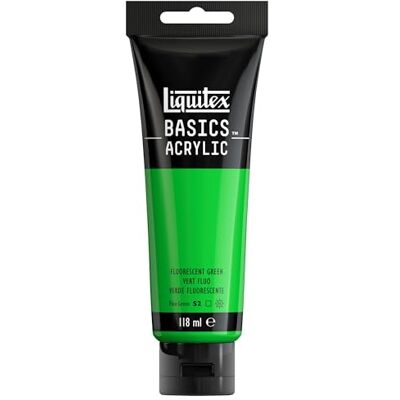 Liquitex 8870069 Basics Acrylfarbe Grün Fluo – 118ml Tube, lichtecht, mittlere Viskosität, seidenglänzend, monopigmentiert, Archivqualität Liquitex 8870069 Basics Acrylfarbe Grün Fluo – 118ml Tube, lichtecht, mittlere Viskosität, seidenglänzend, monopigmentiert, Archivqualität